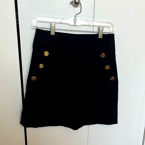 Black Club Monaco skirt with gold buttons